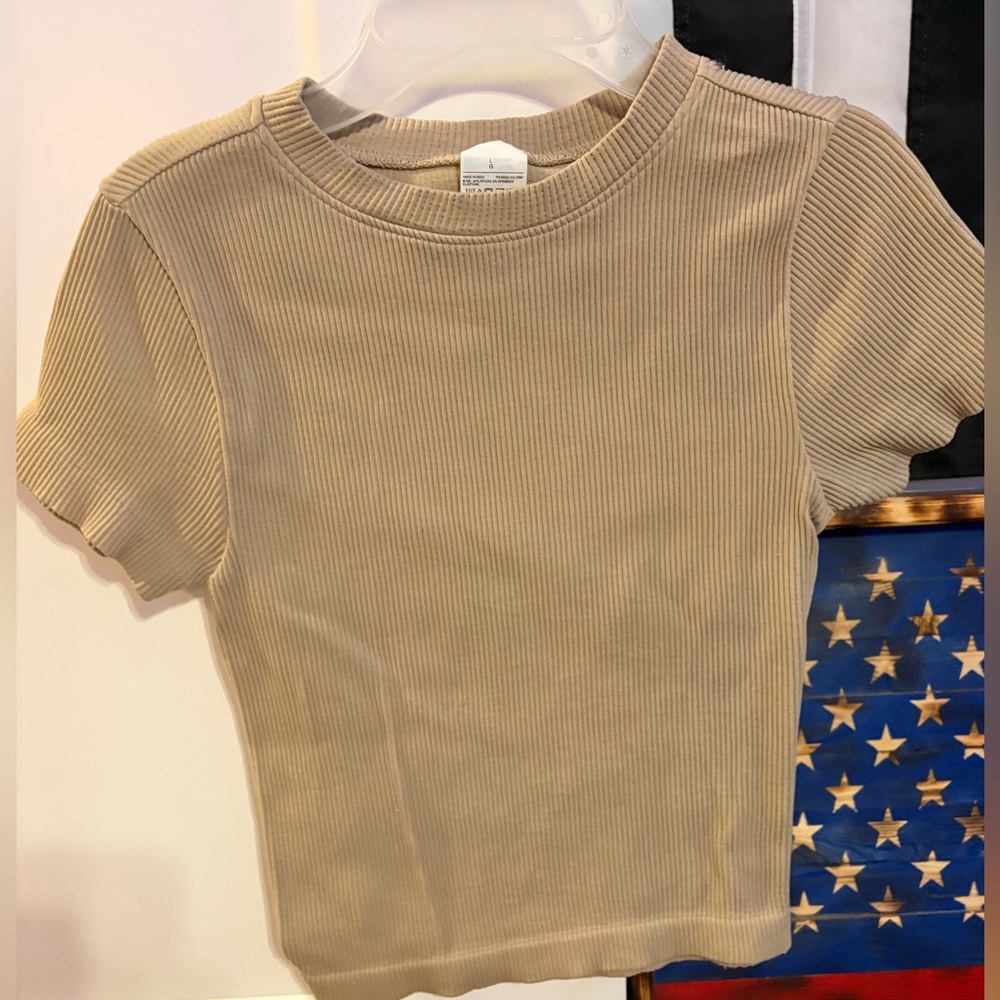 Kids Ribbed Tan T-Shirt
